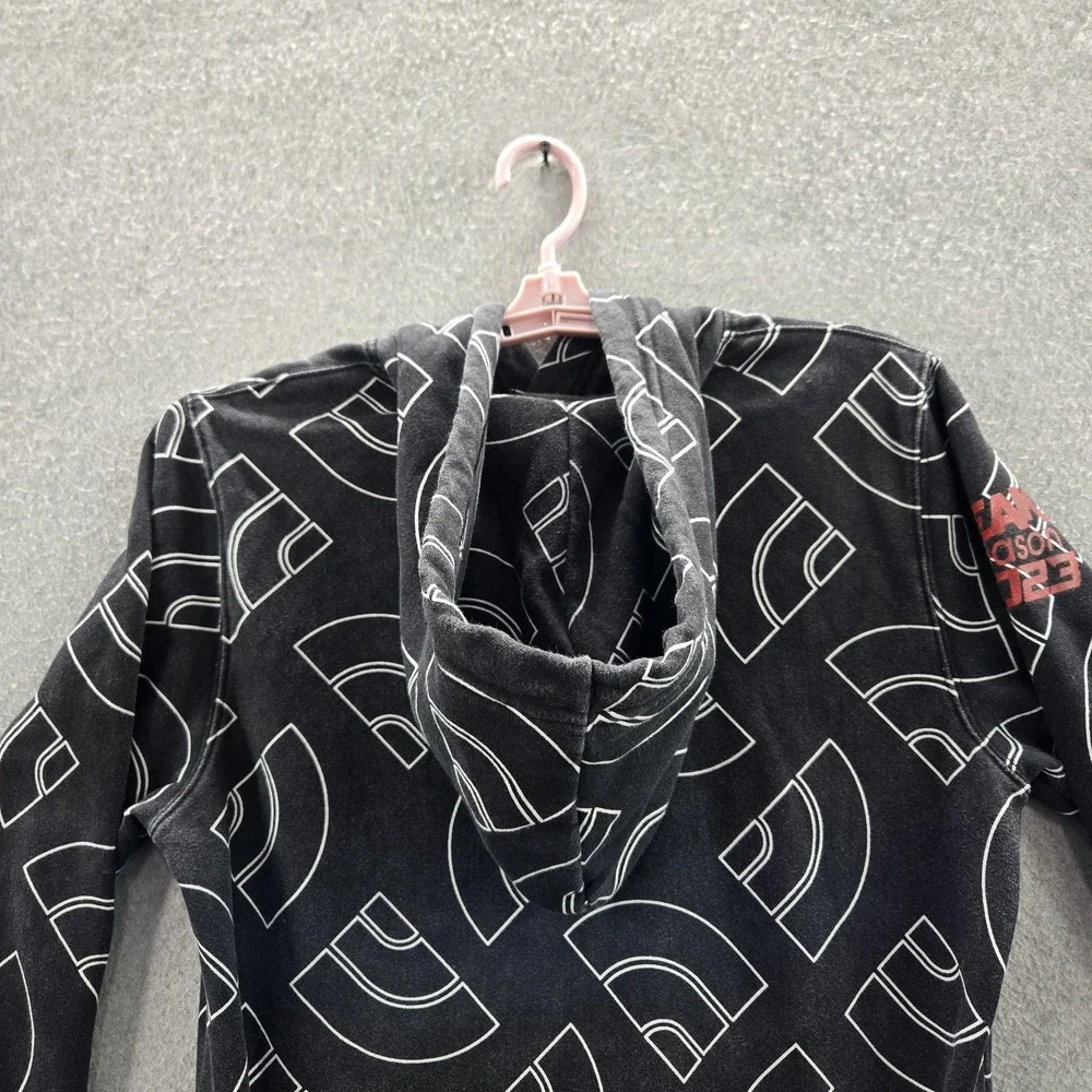 The North Face Men Hoodie S‎ Black Geometric Allover Print Logo Long Sleeve